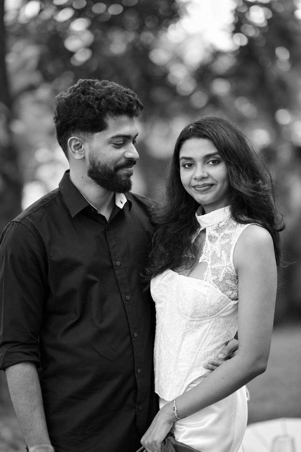 Aiswarya and Abhijith sharing a happy embrace